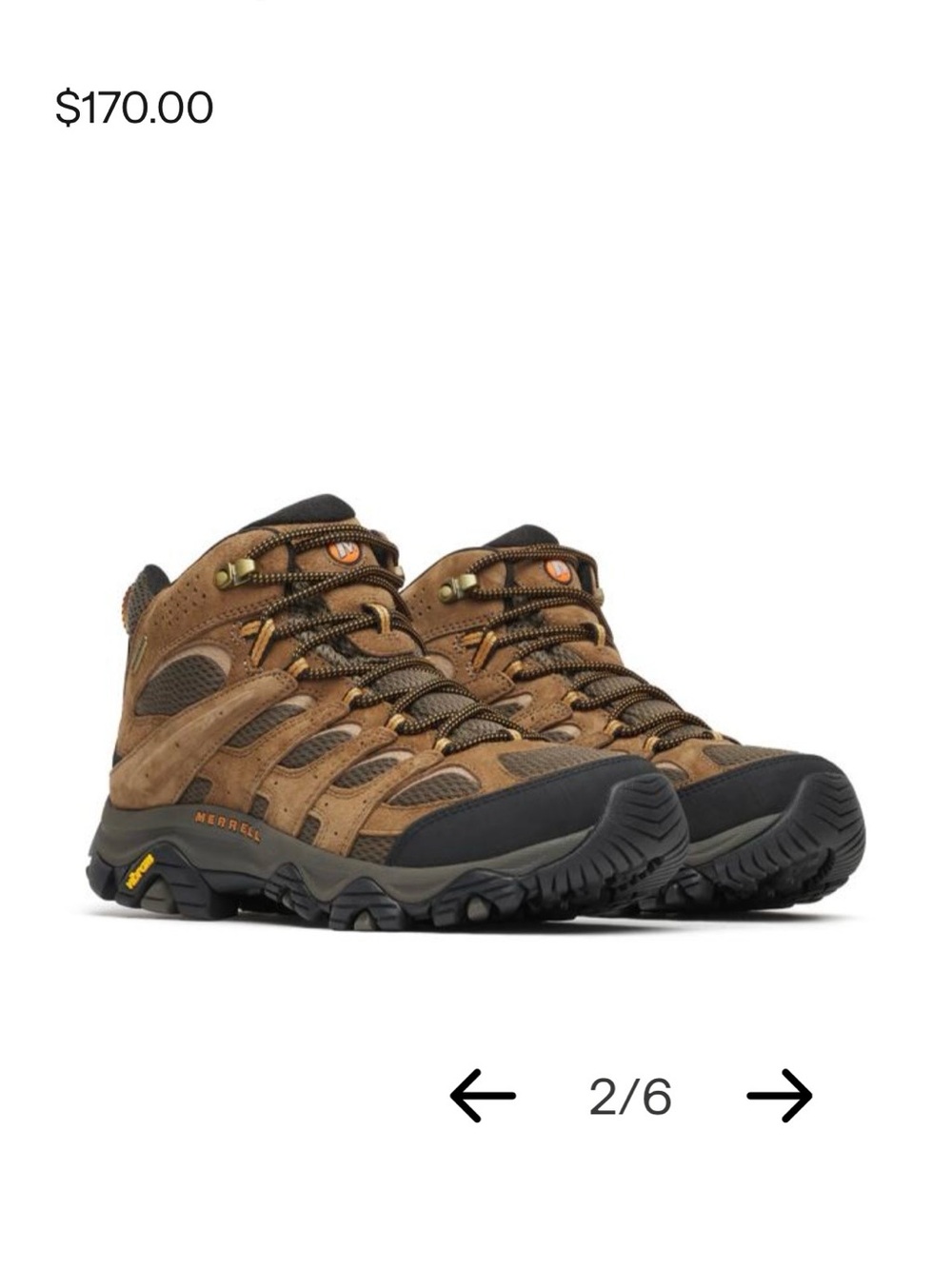 NEW Merrell Men's Moab 2 Mid Waterproof Hiking Boots - Brown